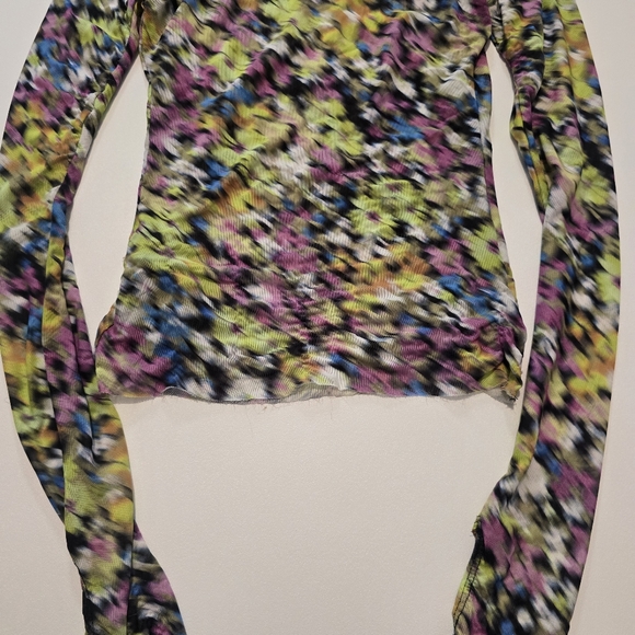 AFRM Kaylee Crewneck Long Sleeve Top In Multicolored Crew Neck Size XS - Picture 9 of 12
